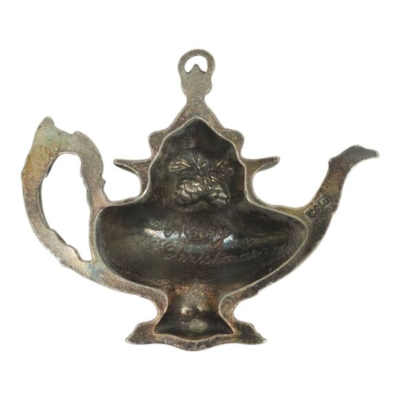 Reed & Barton Christmas Francis Teapot Ornament 1020 Cast Metal Pewter - Picture 2 of 12